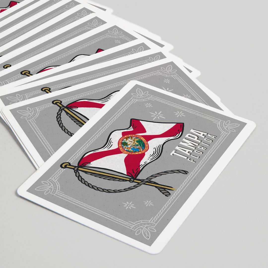 Playing Cards, Tampa, Florida, Waving State Flag, State Series, 52 Card Deck with Jokers in Box, Unique Art Cards Lantern Press 