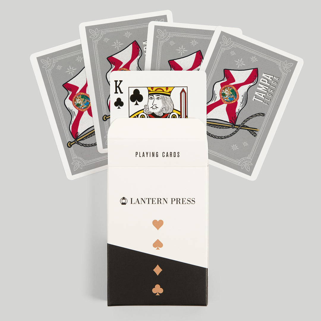Playing Cards, Tampa, Florida, Waving State Flag, State Series, 52 Card Deck with Jokers in Box, Unique Art Cards Lantern Press 