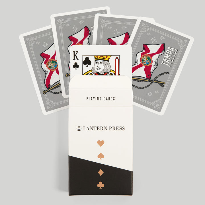 Playing Cards, Tampa, Florida, Waving State Flag, State Series, 52 Card Deck with Jokers in Box, Unique Art Cards Lantern Press 