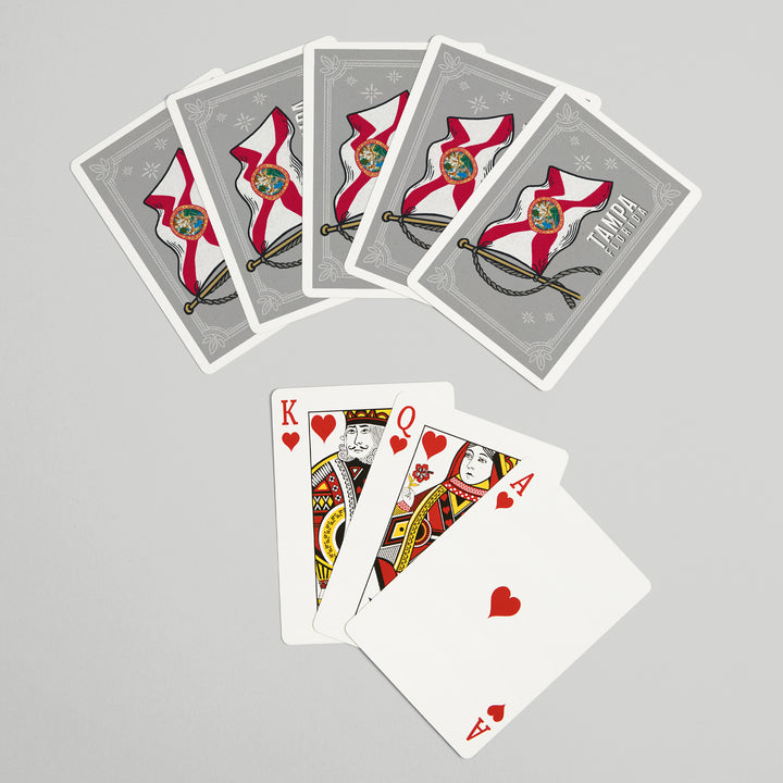 Playing Cards, Tampa, Florida, Waving State Flag, State Series, 52 Card Deck with Jokers in Box, Unique Art Cards Lantern Press 