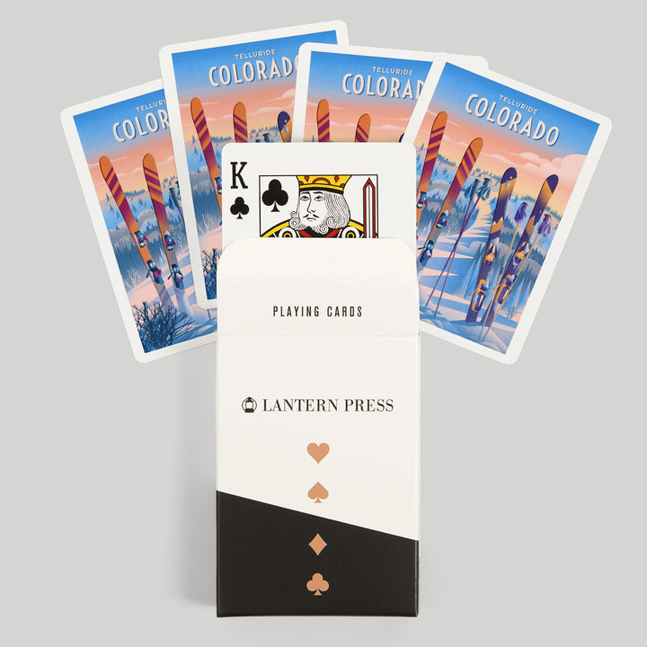 Playing Cards, Telluride, Colorado, Prepare for Takeoff, Skis In Snowbank, 52 Card Deck with Jokers in Box, Unique Art Cards Lantern Press 