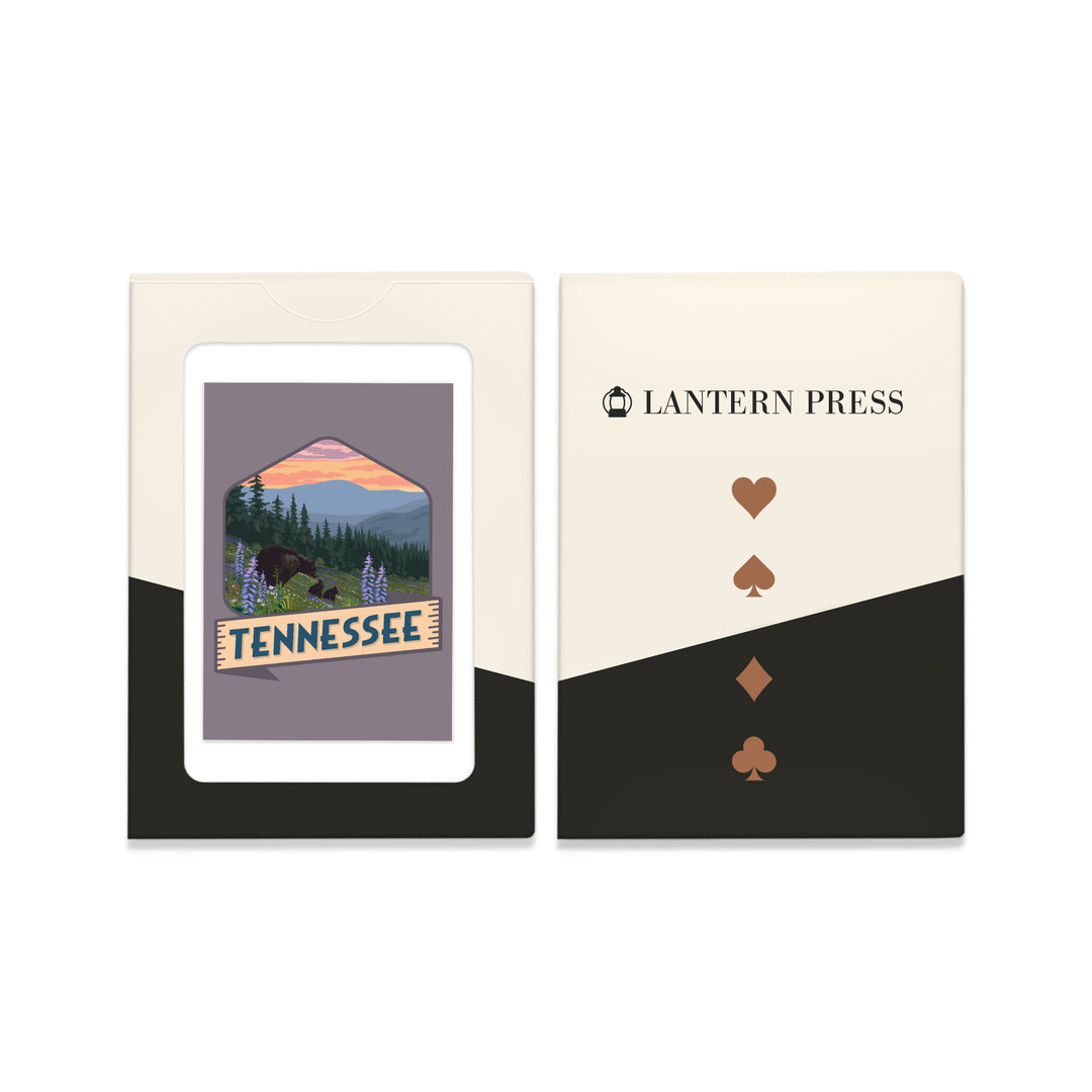Playing Cards, Tennessee, Bear and Spring Flowers, Contour, 52 Card Deck with Jokers in Box, Unique Art Cards Lantern Press 