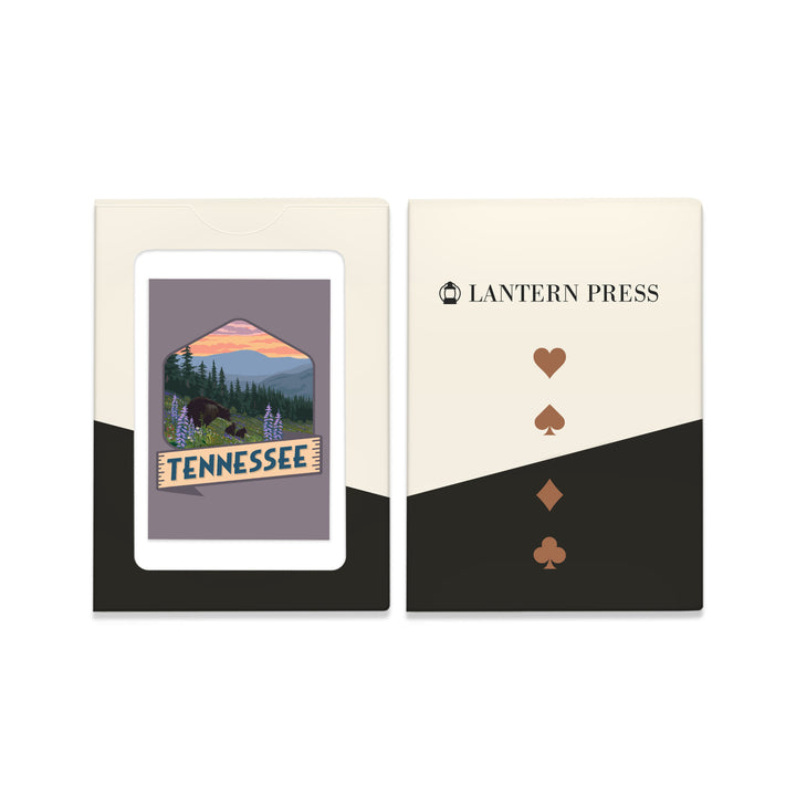 Playing Cards, Tennessee, Bear and Spring Flowers, Contour, 52 Card Deck with Jokers in Box, Unique Art Cards Lantern Press 
