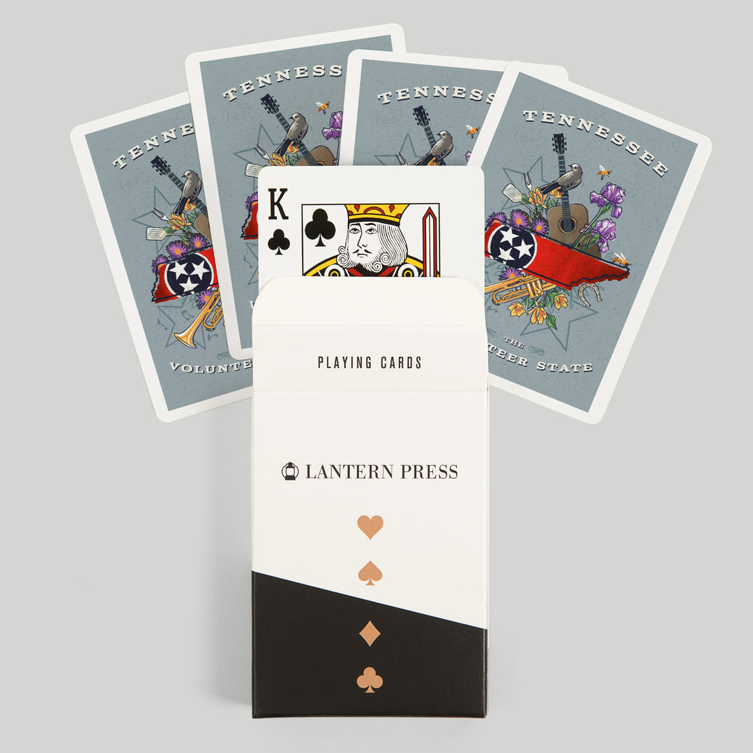 Playing Cards, Tennessee, State Treasure Trove, State Series, 52 Card Deck with Jokers in Box, Unique Art Cards Lantern Press 