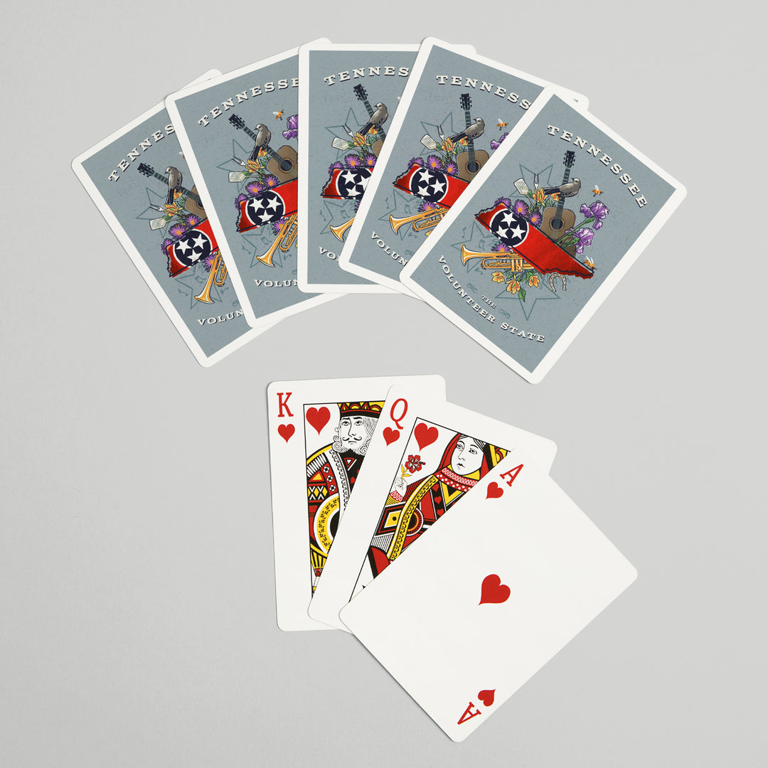 Playing Cards, Tennessee, State Treasure Trove, State Series, 52 Card Deck with Jokers in Box, Unique Art Cards Lantern Press 