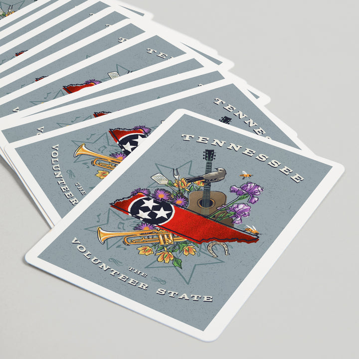 Playing Cards, Tennessee, State Treasure Trove, State Series, 52 Card Deck with Jokers in Box, Unique Art Cards Lantern Press 