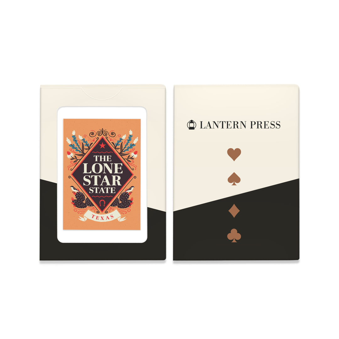 Playing Cards, Texas, State Motto Crest, State Series, 52 Card Deck with Jokers in Box, Unique Art Cards Lantern Press 
