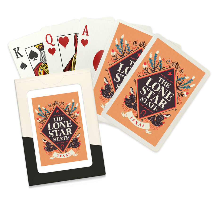Playing Cards, Texas, State Motto Crest, State Series, 52 Card Deck with Jokers in Box, Unique Art Cards Lantern Press 