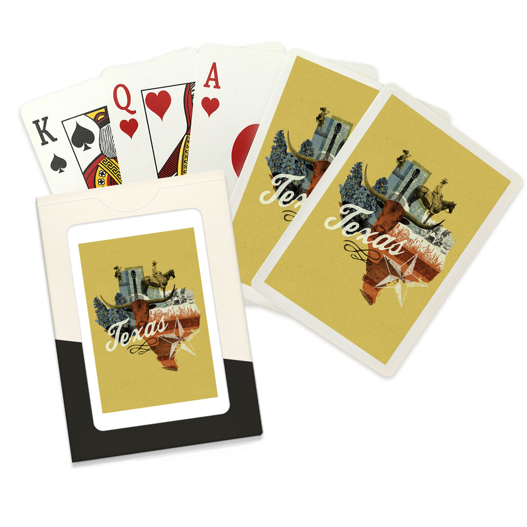 Playing Cards, Texas, State Photomontage, State Series, 52 Card Deck with Jokers in Box, Unique Art Cards Lantern Press 