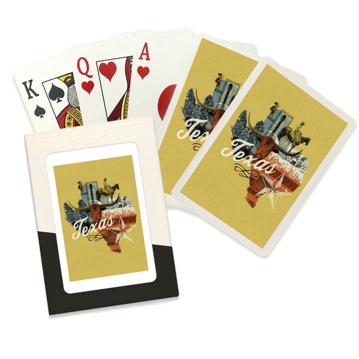 Playing Cards, Texas, State Photomontage, State Series, 52 Card Deck with Jokers in Box, Unique Art Cards Lantern Press 
