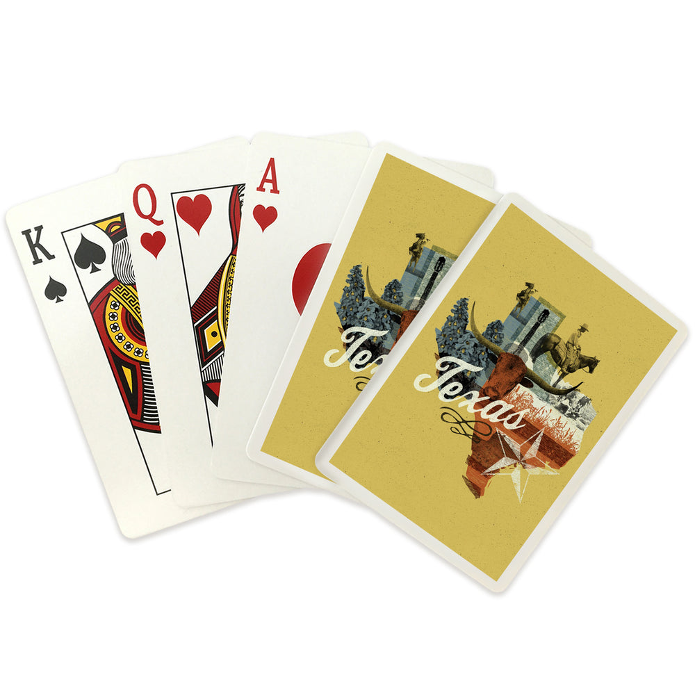 Playing Cards, Texas, State Photomontage, State Series, 52 Card Deck with Jokers in Box, Unique Art Cards Lantern Press 