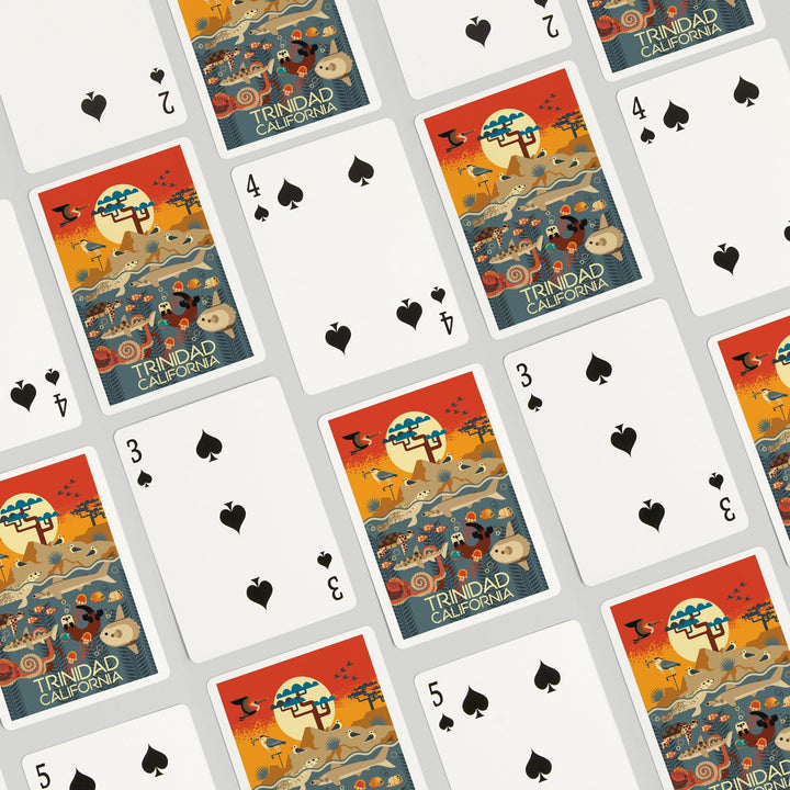 Playing Cards, Trinidad, California, Geometric, Marine Animals, 52 Card Deck with Jokers in Box, Unique Art Cards Lantern Press 