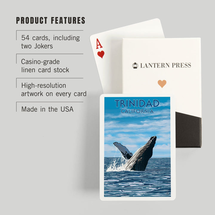 Playing Cards, Trinidad, California, Humpback Whale, 52 Card Deck with Jokers in Box, Unique Art Cards Lantern Press 