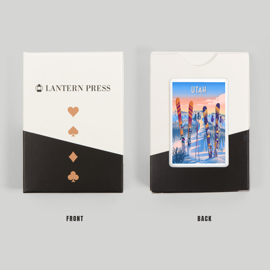 Playing Cards, Utah, Prepare for Takeoff, Skis in Snowbank, 52 Card Deck with Jokers in Box, Unique Art Cards Lantern Press 