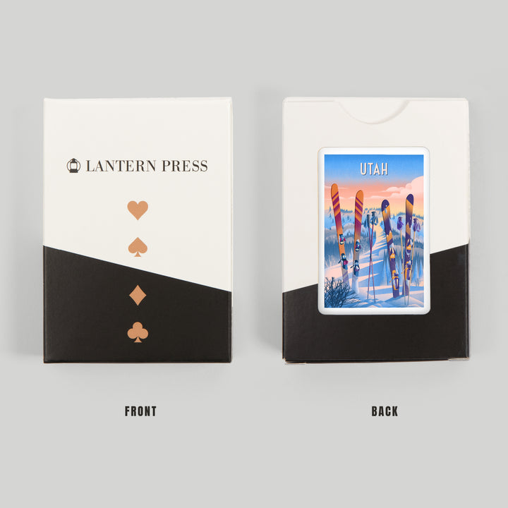 Playing Cards, Utah, Prepare for Takeoff, Skis in Snowbank, 52 Card Deck with Jokers in Box, Unique Art Cards Lantern Press 