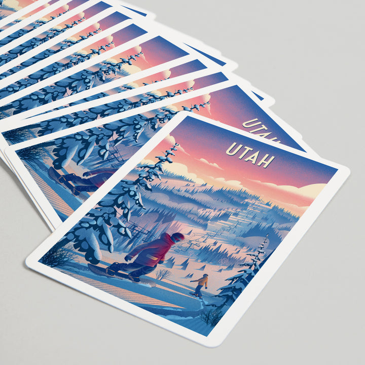 Playing Cards, Utah, Shred the Gnar, Snowboarding, 52 Card Deck with Jokers in Box, Unique Art Cards Lantern Press 