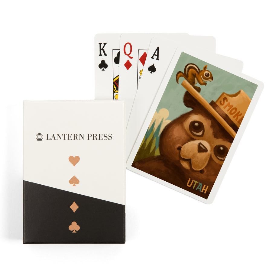 Playing Cards, Utah, Smokey Bear and Squirrel, Officially Licensed, 52 Card Deck with Jokers in Box, Unique Art Cards Lantern Press 
