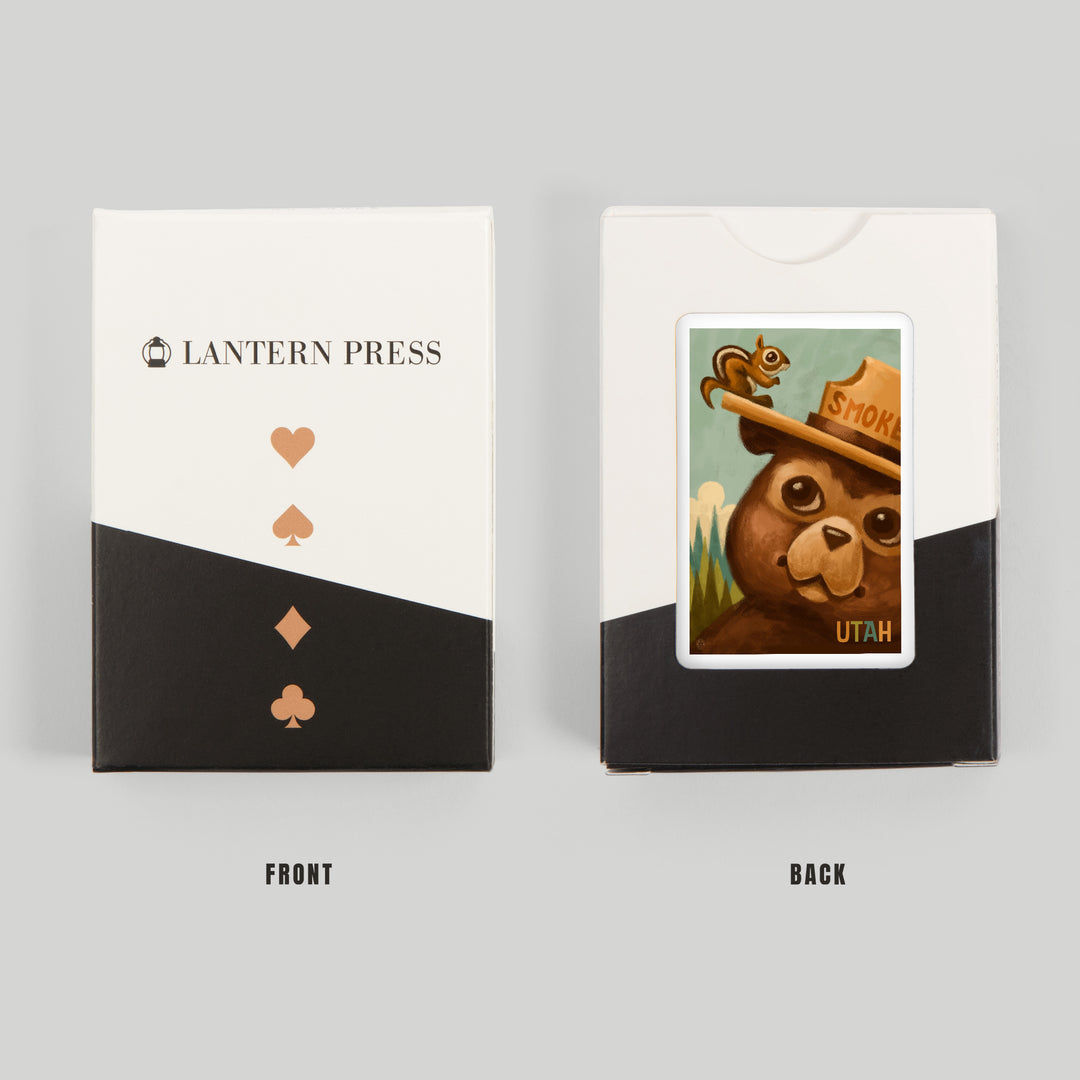Playing Cards, Utah, Smokey Bear and Squirrel, Officially Licensed, 52 Card Deck with Jokers in Box, Unique Art Cards Lantern Press 