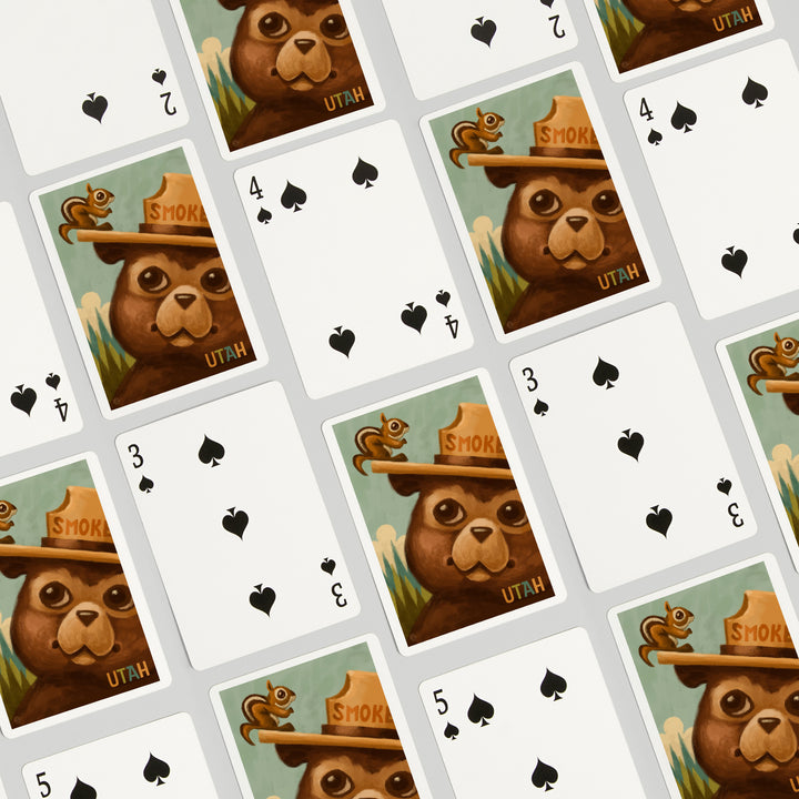 Playing Cards, Utah, Smokey Bear and Squirrel, Officially Licensed, 52 Card Deck with Jokers in Box, Unique Art Cards Lantern Press 