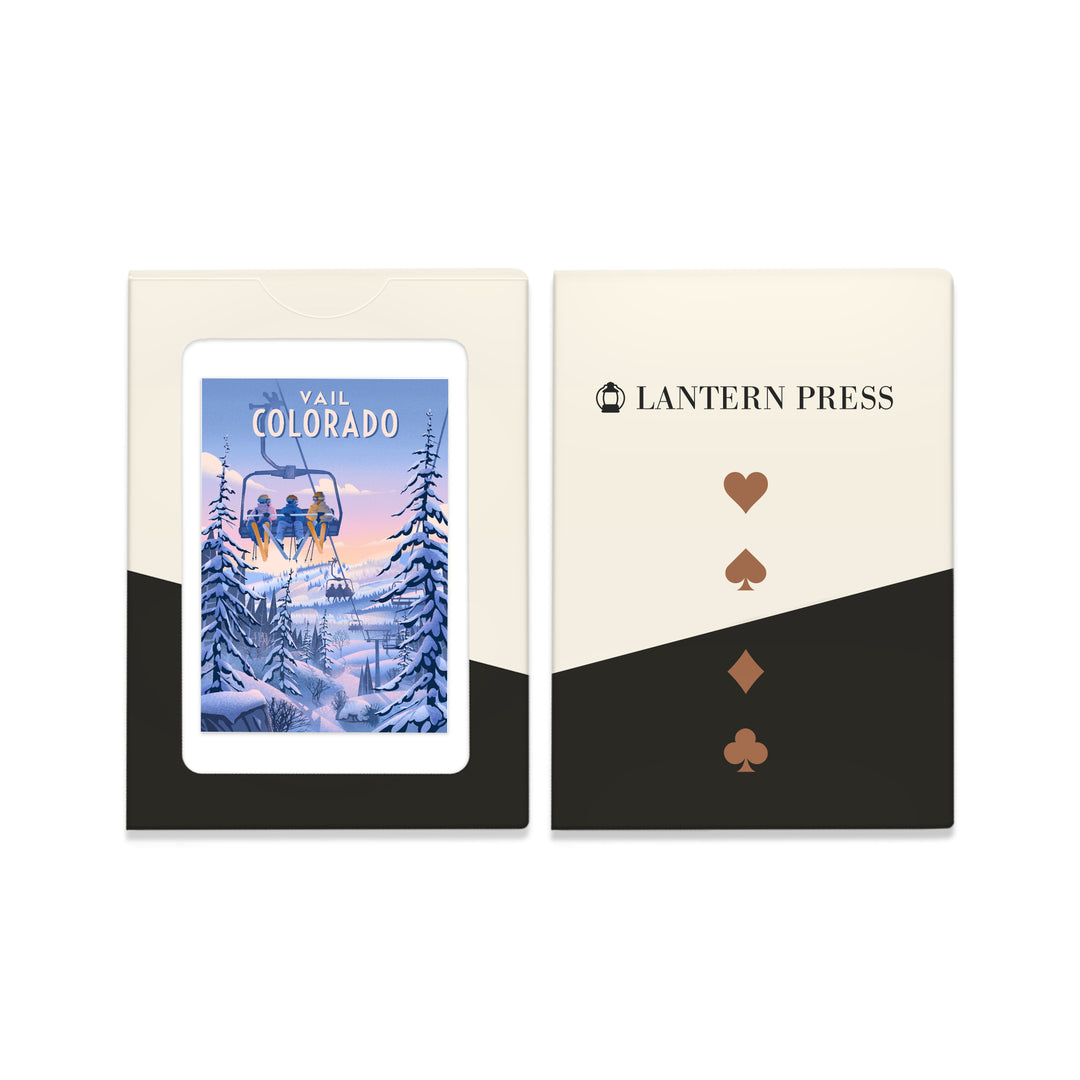 Playing Cards, Vail, Colorado, Chill on the Uphill, Ski Lift, 52 Card Deck with Jokers in Box, Unique Art Cards Lantern Press 