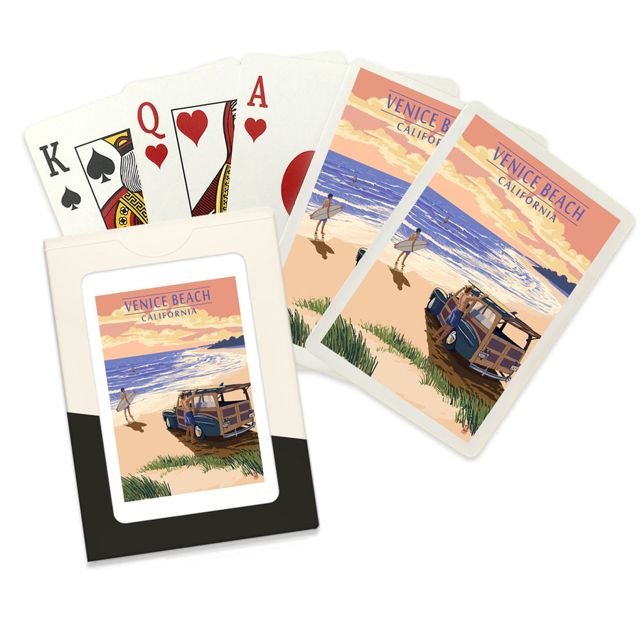 Playing Cards, Venice Beach, California, California Beaches, Woody on Beach, 52 Card Deck with Jokers in Box, Unique Art Cards Lantern Press 