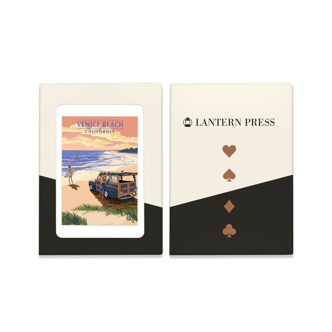 Playing Cards, Venice Beach, California, California Beaches, Woody on Beach, 52 Card Deck with Jokers in Box, Unique Art Cards Lantern Press 