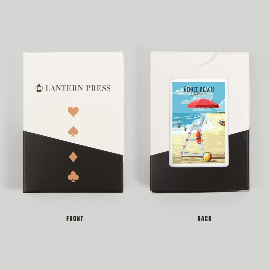 Playing Cards, Venice Beach, California, Lifeguard Stand, 52 Card Deck with Jokers in Box, Unique Art Cards Lantern Press 