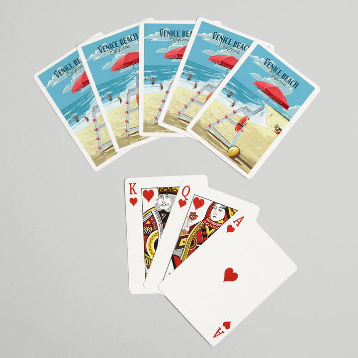 Playing Cards, Venice Beach, California, Lifeguard Stand, 52 Card Deck with Jokers in Box, Unique Art Cards Lantern Press 