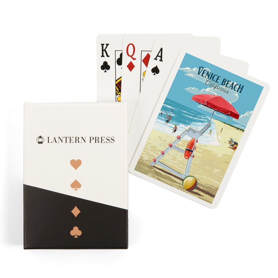 Playing Cards, Venice Beach, California, Lifeguard Stand, 52 Card Deck with Jokers in Box, Unique Art Cards Lantern Press 