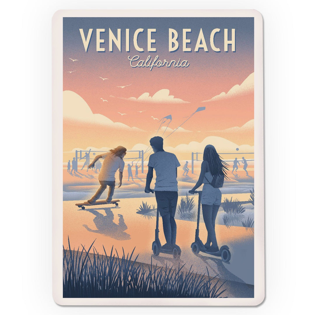 Playing Cards, Venice Beach, California, Lithograph, Enjoy the Ride, Longboards and Scooters, 52 Card Deck with Jokers in Box, Unique Art Cards Lantern Press 