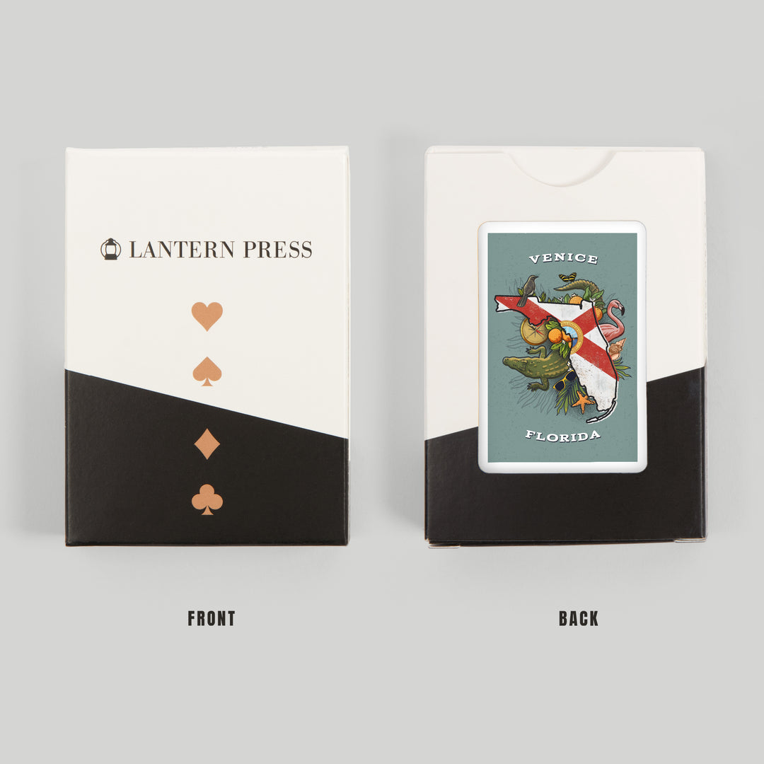 Playing Cards, Venice, Florida, State Treasure Trove, State Series, 52 Card Deck with Jokers in Box, Unique Art Cards Lantern Press 