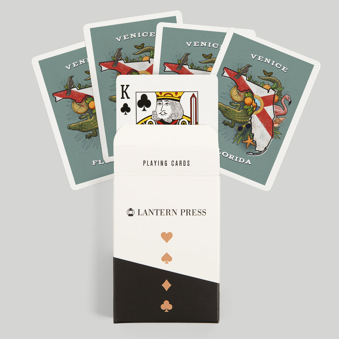 Playing Cards, Venice, Florida, State Treasure Trove, State Series, 52 Card Deck with Jokers in Box, Unique Art Cards Lantern Press 