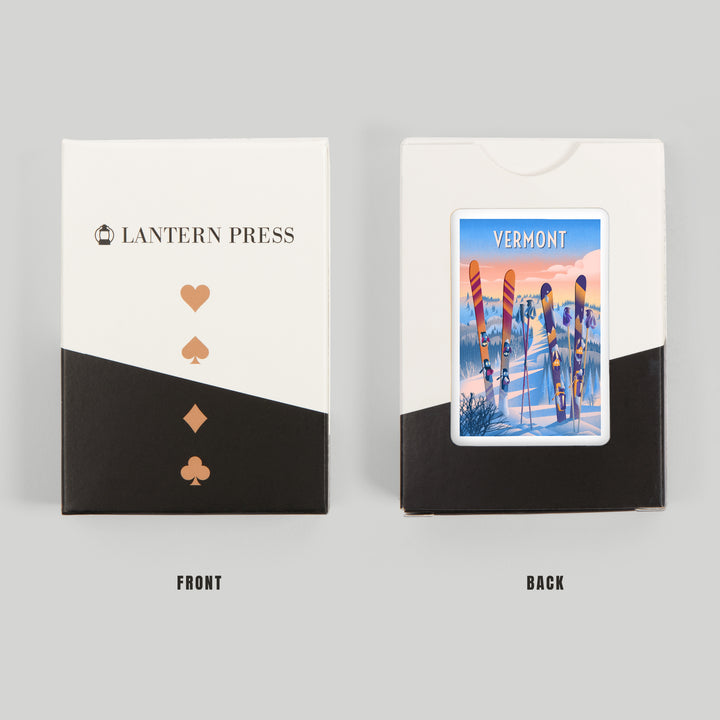 Playing Cards, Vermont, Prepare for Takeoff, Skis in Snowbank, 52 Card Deck with Jokers in Box, Unique Art Cards Lantern Press 