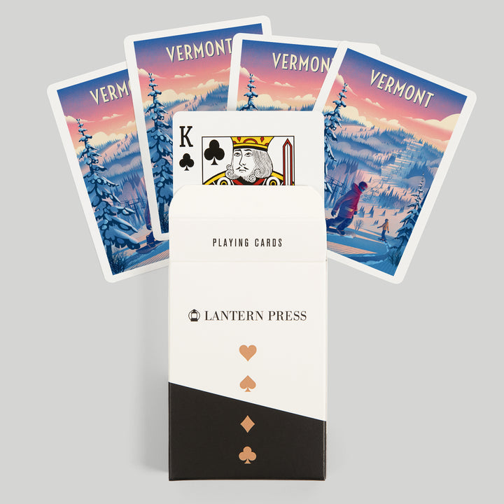 Playing Cards, Vermont, Shred the Gnar, Snowboarding, 52 Card Deck with Jokers in Box, Unique Art Cards Lantern Press 