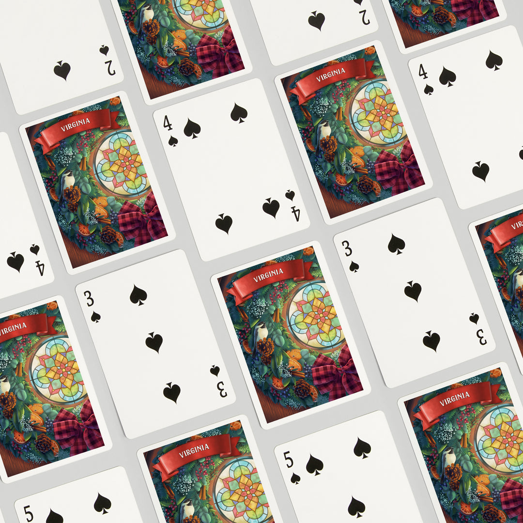 Playing Cards, Virginia, Front Door with Wreath, 52 Card Deck with Jokers in Box, Unique Art Cards Lantern Press 