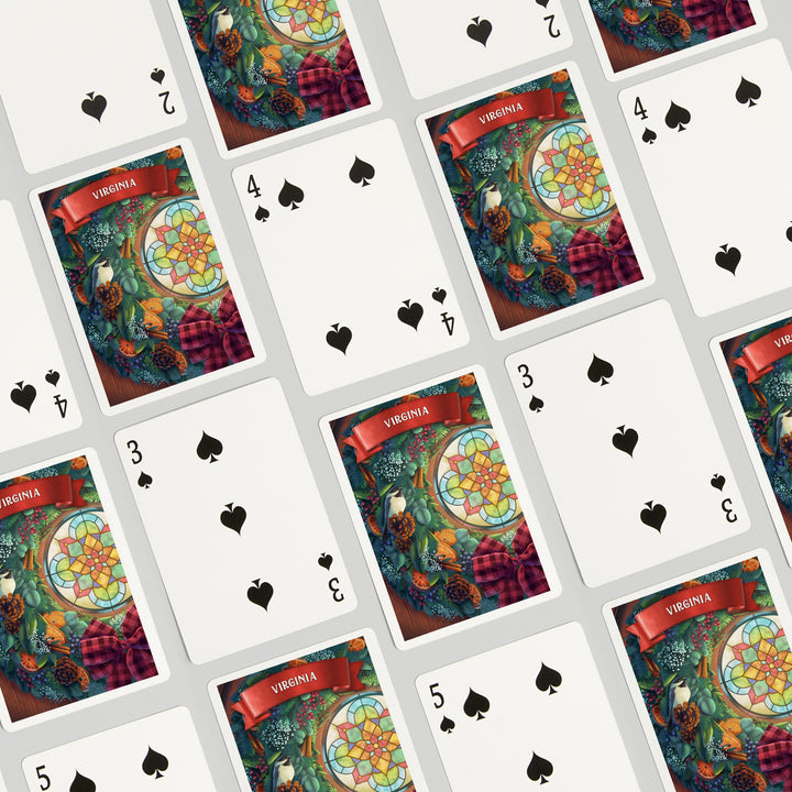 Playing Cards, Virginia, Front Door with Wreath, 52 Card Deck with Jokers in Box, Unique Art Cards Lantern Press 