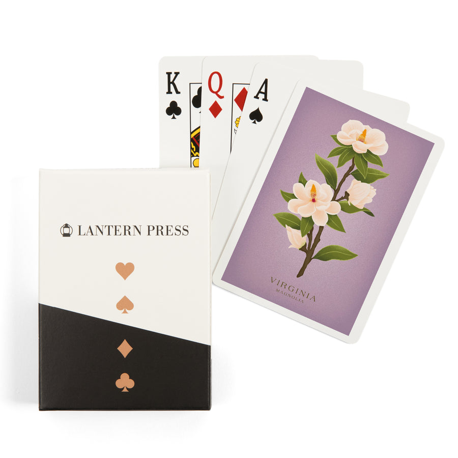 Playing Cards, Virginia, Vintage Flora, State Series, Magnolia, 52 Card Deck with Jokers in Box, Unique Art Cards Lantern Press 