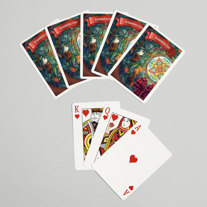 Playing Cards, Washington, Front Door with Wreath, 52 Card Deck with Jokers in Box, Unique Art Cards Lantern Press 