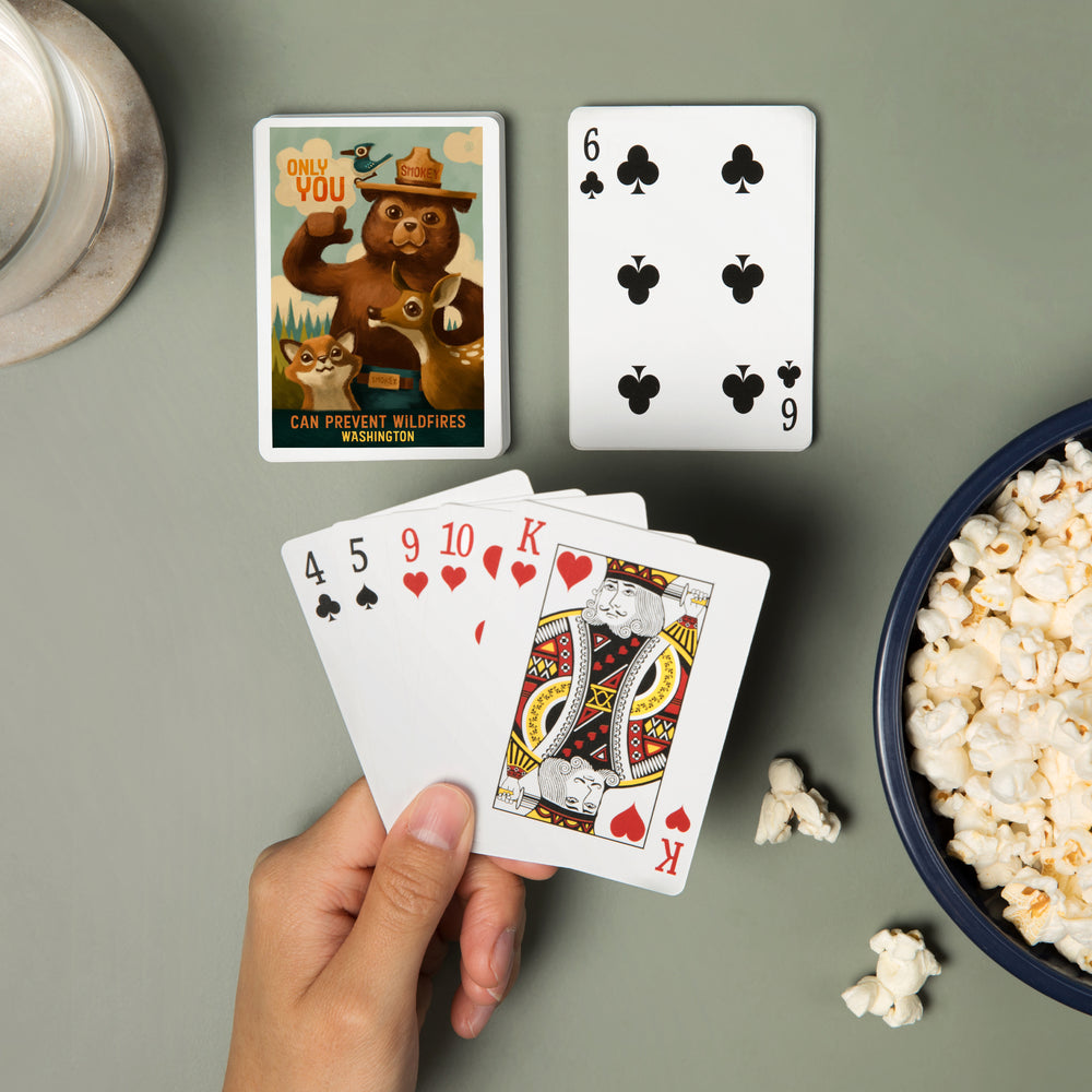 Playing Cards, Washington, Oil Painting, Smokey Bear, Only You Can Prevent Wildfires, 52 Card Deck with Jokers in Box, Unique Art Cards Lantern Press 