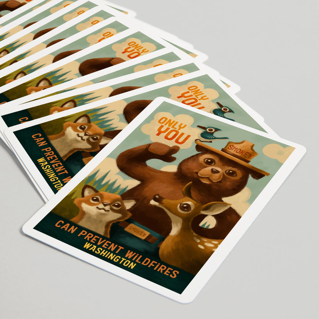 Playing Cards, Washington, Oil Painting, Smokey Bear, Only You Can Prevent Wildfires, 52 Card Deck with Jokers in Box, Unique Art Cards Lantern Press 