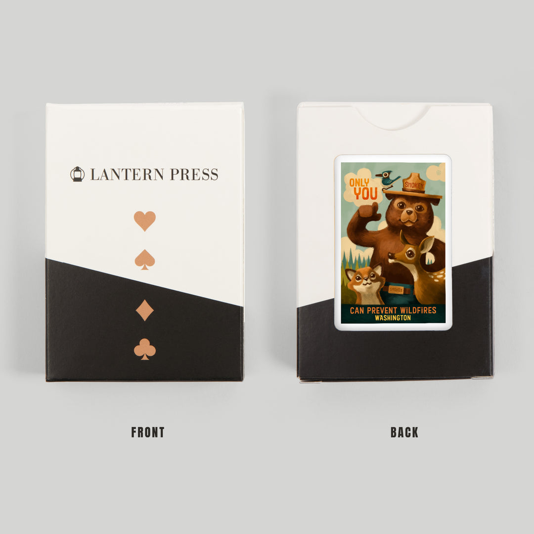 Playing Cards, Washington, Oil Painting, Smokey Bear, Only You Can Prevent Wildfires, 52 Card Deck with Jokers in Box, Unique Art Cards Lantern Press 
