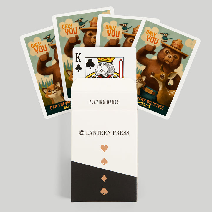 Playing Cards, Washington, Oil Painting, Smokey Bear, Only You Can Prevent Wildfires, 52 Card Deck with Jokers in Box, Unique Art Cards Lantern Press 