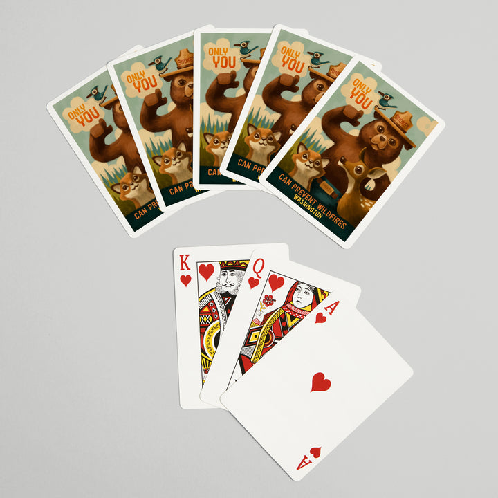 Playing Cards, Washington, Oil Painting, Smokey Bear, Only You Can Prevent Wildfires, 52 Card Deck with Jokers in Box, Unique Art Cards Lantern Press 