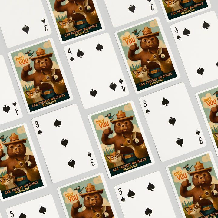 Playing Cards, Washington, Oil Painting, Smokey Bear, Only You Can Prevent Wildfires, 52 Card Deck with Jokers in Box, Unique Art Cards Lantern Press 