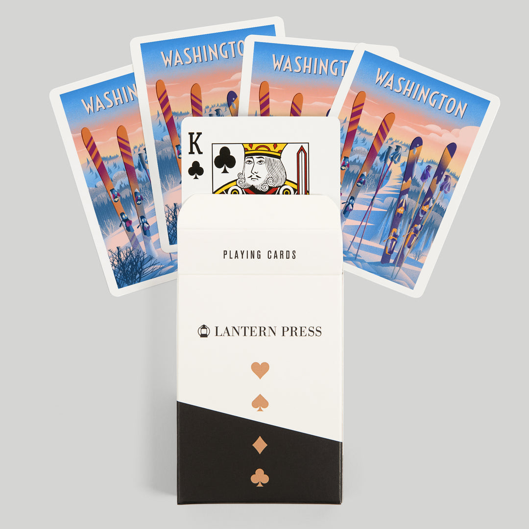 Playing Cards, Washington, Prepare for Takeoff, Skis in Snowbank, 52 Card Deck with Jokers in Box, Unique Art Cards Lantern Press 