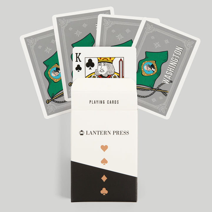 Playing Cards, Washington, Waving State Flag, State Series, 52 Card Deck with Jokers in Box, Unique Art Cards Lantern Press 