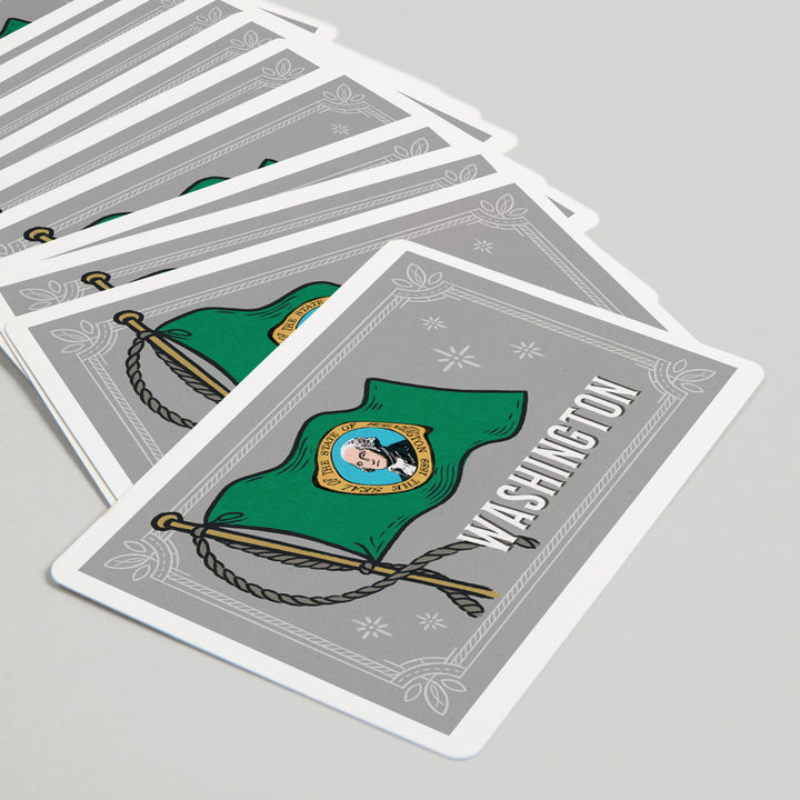 Playing Cards, Washington, Waving State Flag, State Series, 52 Card Deck with Jokers in Box, Unique Art Cards Lantern Press 