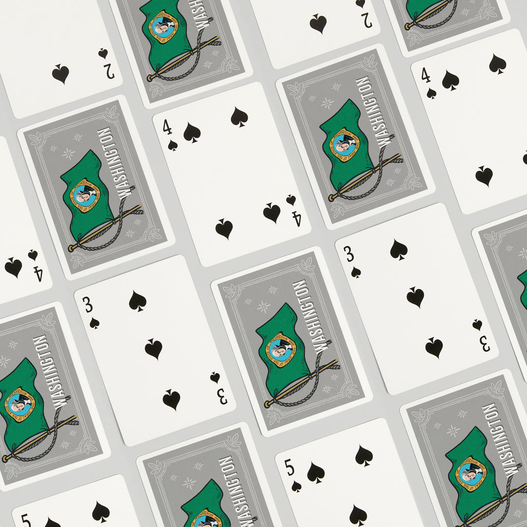Playing Cards, Washington, Waving State Flag, State Series, 52 Card Deck with Jokers in Box, Unique Art Cards Lantern Press 