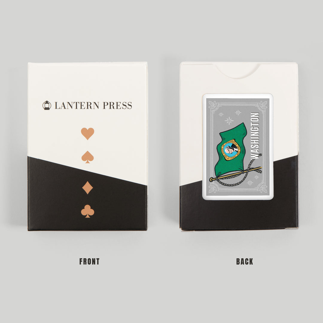 Playing Cards, Washington, Waving State Flag, State Series, 52 Card Deck with Jokers in Box, Unique Art Cards Lantern Press 