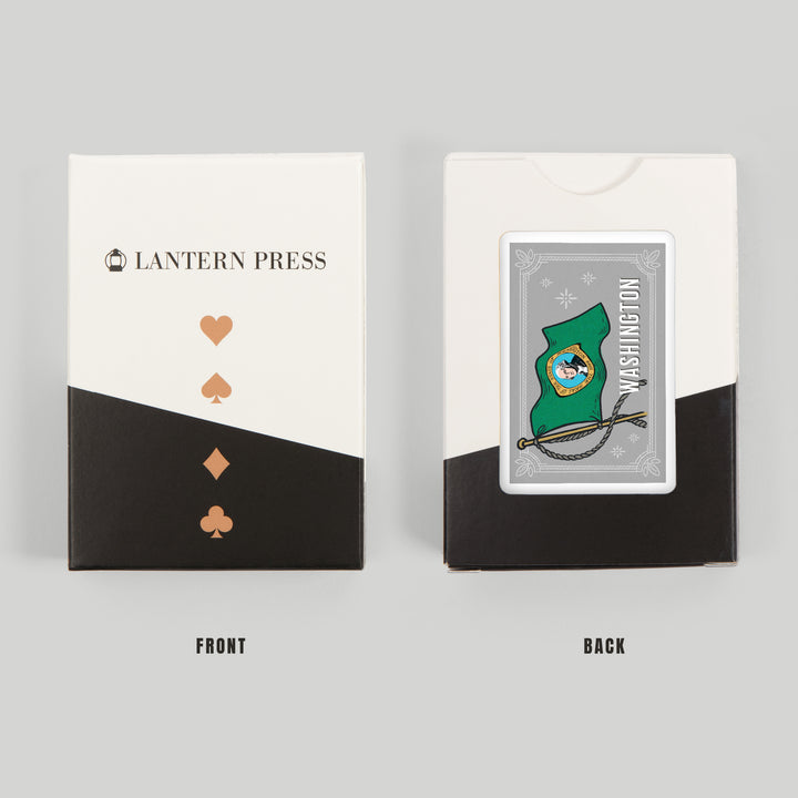 Playing Cards, Washington, Waving State Flag, State Series, 52 Card Deck with Jokers in Box, Unique Art Cards Lantern Press 